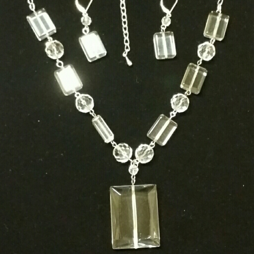 Clear Acetate Necklace & Earrings